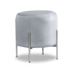 Puff Redondo Mirror Pana Metal Cromado